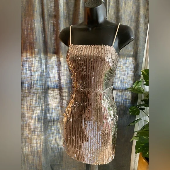 Luxxel Dresses | Luxxel Silver Sequins Back- Lace Body-Con Dress. Sz. M | Color: Cream/Silver | Size: M | Vibeyvintage's Closet Luxxel Dresses | Luxxel Silver Sequins Back- Lace Body-Con Dress. Sz. M | Color: Cream/Silver | Size: M | Vibeyvintage's Closet